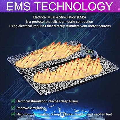 Smart EMS Bio-Electric Foot Massager Mat - Portable Intelligent Muscle Stimulator