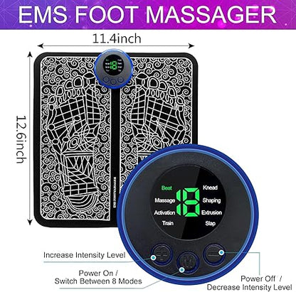 Smart EMS Bio-Electric Foot Massager Mat - Portable Intelligent Muscle Stimulator