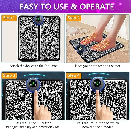 Smart EMS Bio-Electric Foot Massager Mat - Portable Intelligent Muscle Stimulator