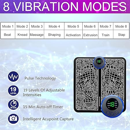 Smart EMS Bio-Electric Foot Massager Mat - Portable Intelligent Muscle Stimulator